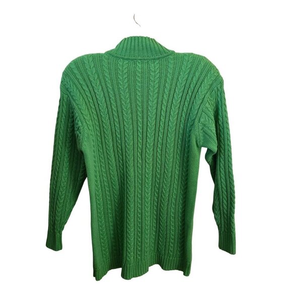 Liz Claiborne Collection Vintage Spring Green CableKnit Cotton Sweater Size M - Picture 3 of 6